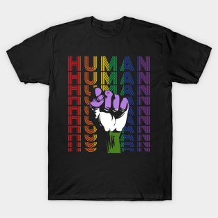 Pride LGBT Strong Hand Genderqueer human Gay Rainbow Gift T-Shirt